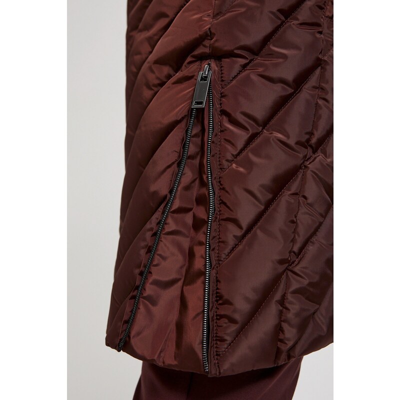 Moodo Dlouhá prošívaná bunda s kapucí