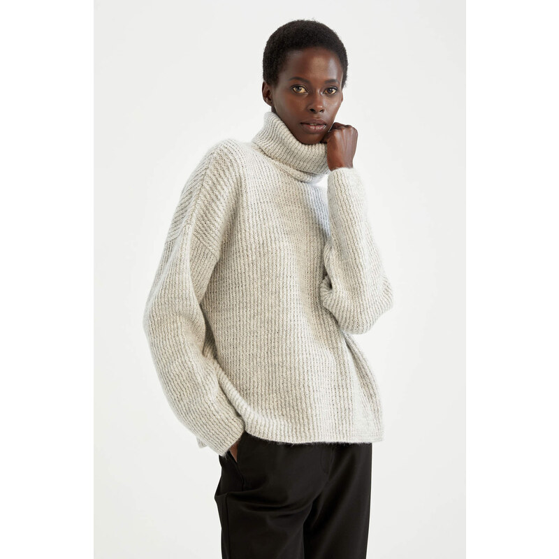 DEFACTO Relax Fit Thessaloniki Fabric Turtleneck Tunic