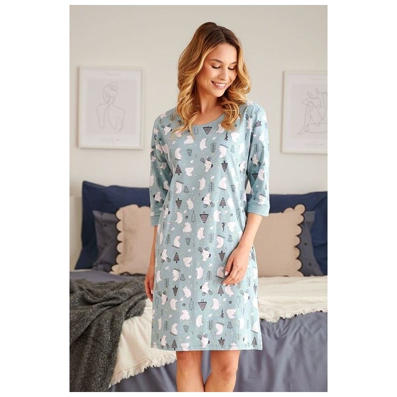 DN Nightwear Noční košile Ice blue s medvědy