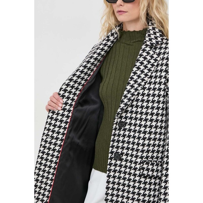 Kabát s příměsí vlny MAX&Co. černá barva, přechodný, oversize