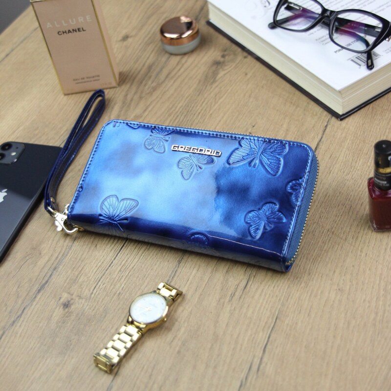 Dámská kožená pouzdrová peněženka modrá - Gregorio Mallvina modrá