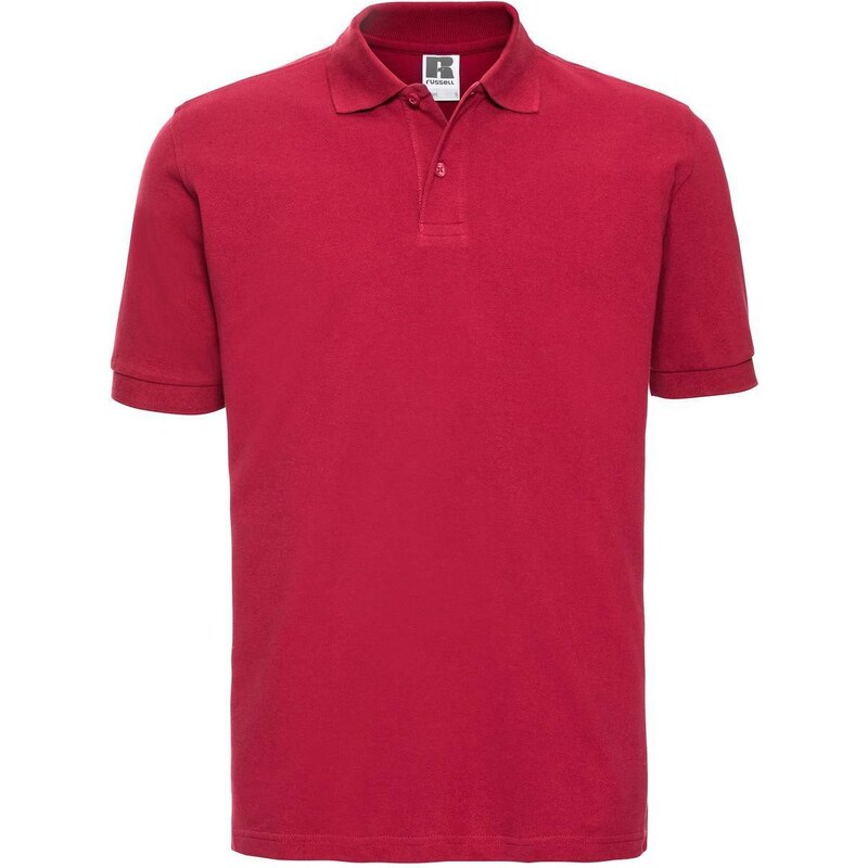 Men's Red Polo Shirt 100% Cotton Russell