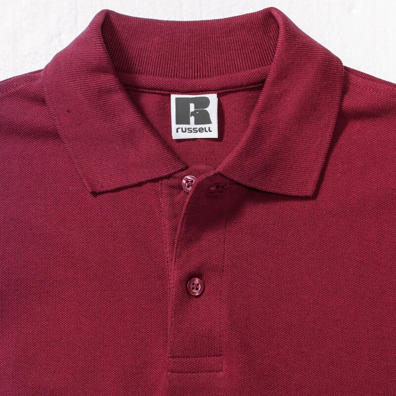 Men's Red Polo Shirt 100% Cotton Russell
