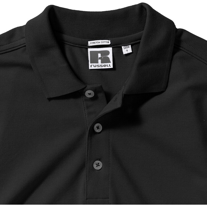 RUSSELL Men's T-shirt Stretch Polo R566M 95% smooth cotton ring-spun 5% Lycra 205g/210g