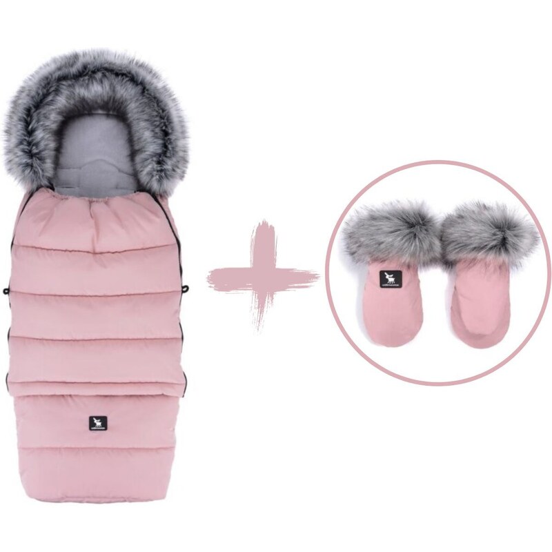 Cottonmoose Set zimní fusak s rukavicemi COMBI YUKON 3v1, Pink, růžový