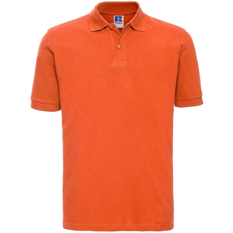 Orange Men's Polo Shirt 100% Cotton Russell