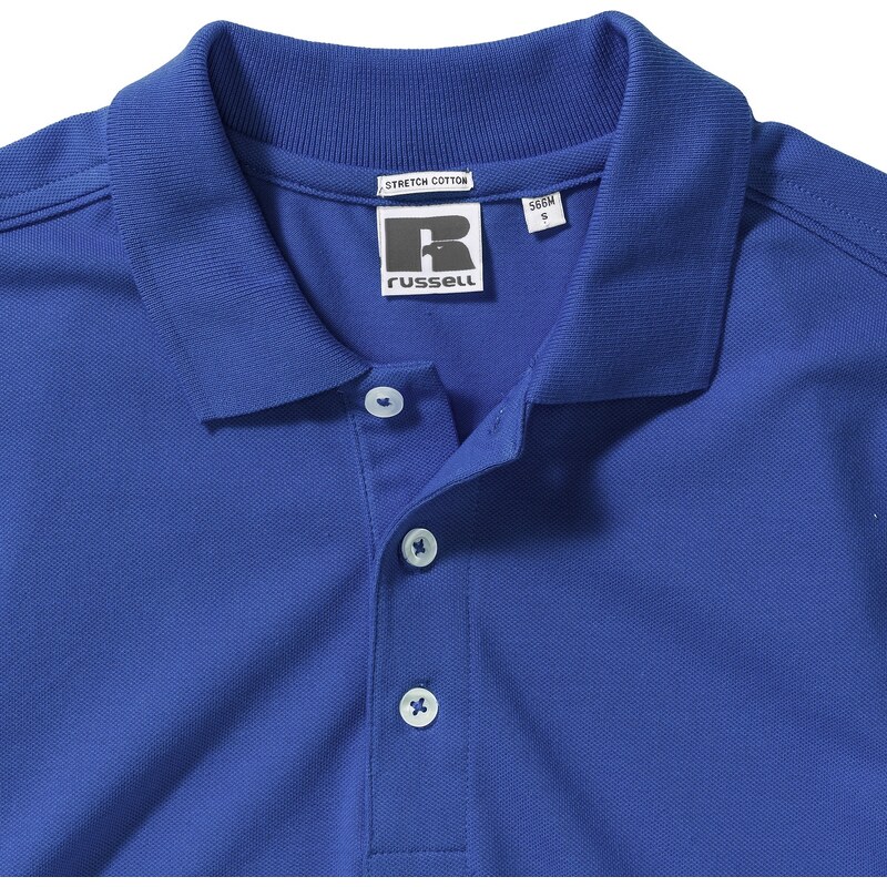 RUSSELL Men's T-shirt Stretch Polo R566M 95% smooth cotton ring-spun 5% Lycra 205g/210g