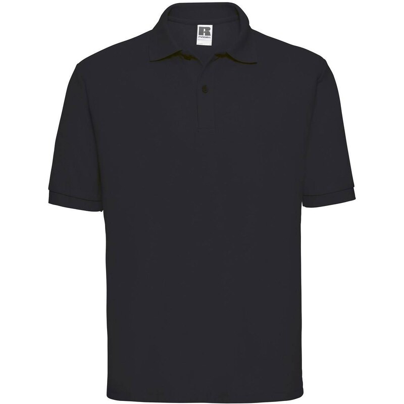 Mens Polycotton Polo Russell Black T-Shirt