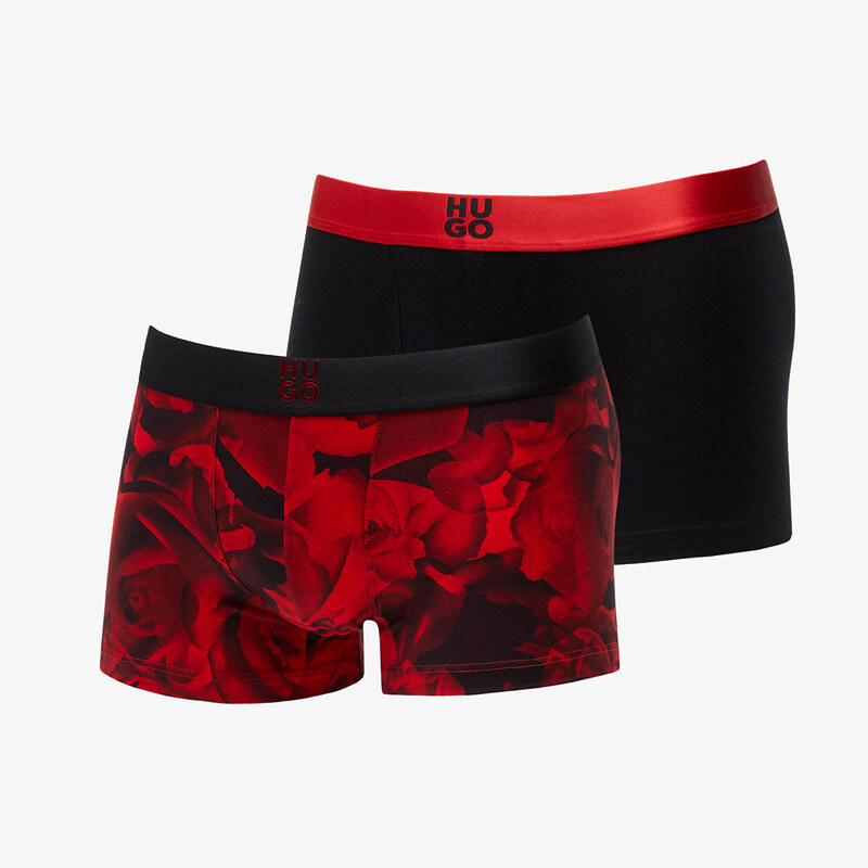 Boxerky Hugo Boss Logo-Waistband Stretch Trunks 2-Pack Black/ Red