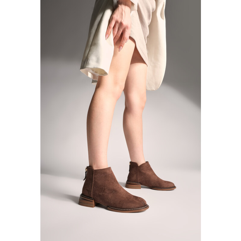 Marjin Women's Casual Boots & Booties With Zipper At The Back Efren Brown.