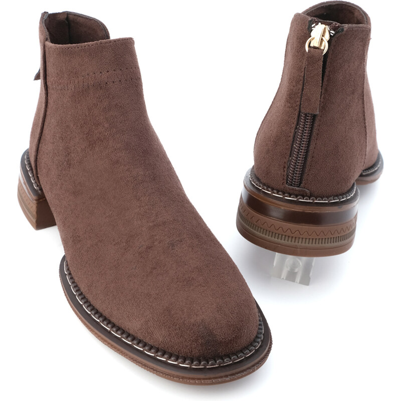 Marjin Women's Casual Boots & Booties With Zipper At The Back Efren Brown.