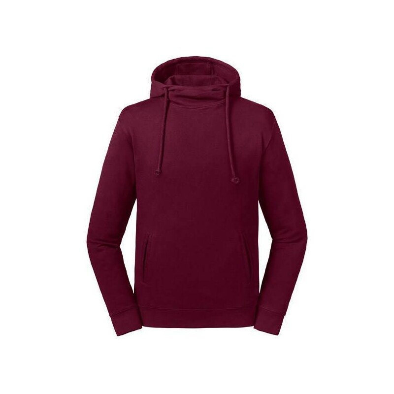 Burgundy Unisex Sweatshirt Pure Organic High Collar Hooded Sweat