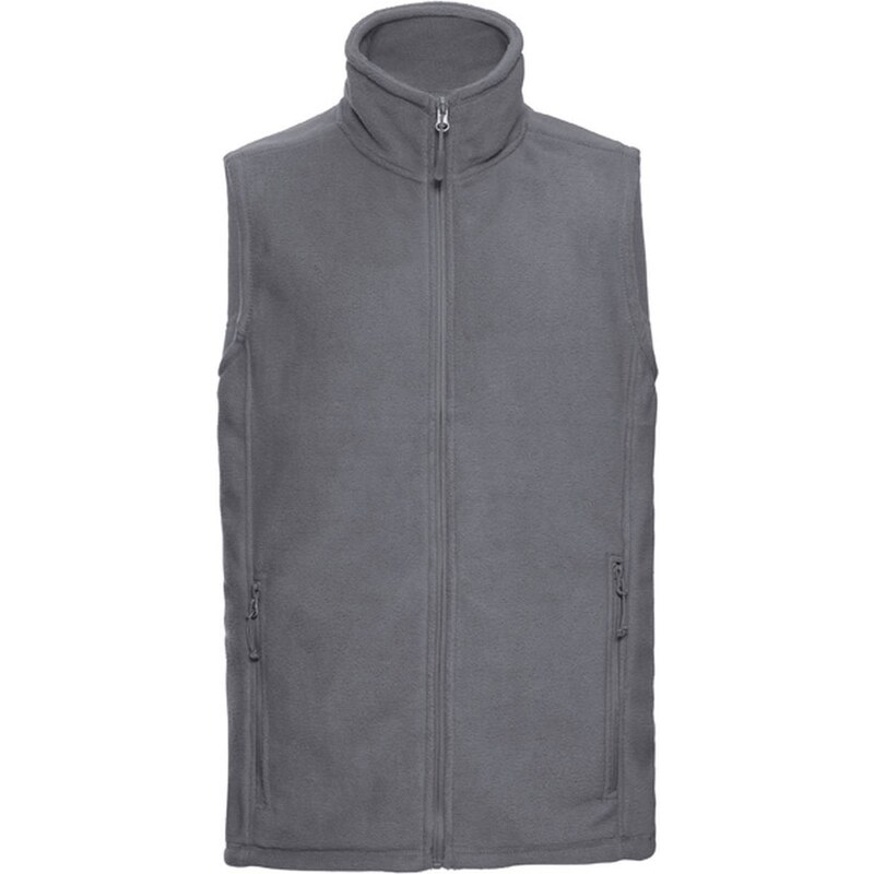 Men's grey fleece vest pill-free fleece Russell