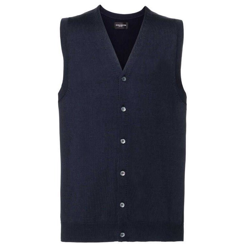 RUSSELL Men's Sleeveless Cardigan, Neckline V R719M 50/50 50% Cotton 50% Acrylic CottonBlend TM weave 12 275g