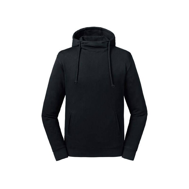 Black Unisex Sweatshirt Pure Organic High Collar Hooded Sweat