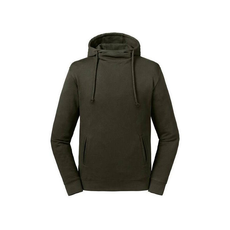 Olive Unisex Sweatshirt Pure Organic High Collar Hooded Sweat