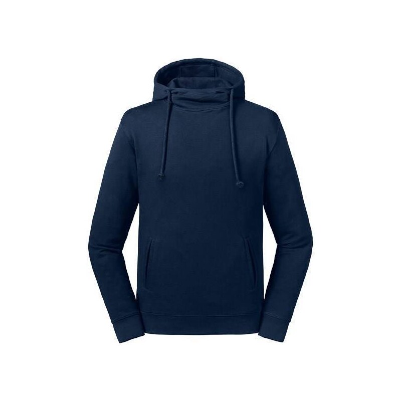 Granatowa bluza unisex Pure Organic High Collar Hooded Sweat Russell