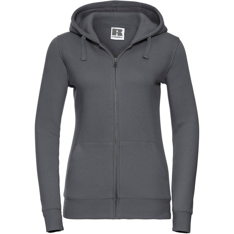 Dark grey womens hoodie with Authentic Russell zipper