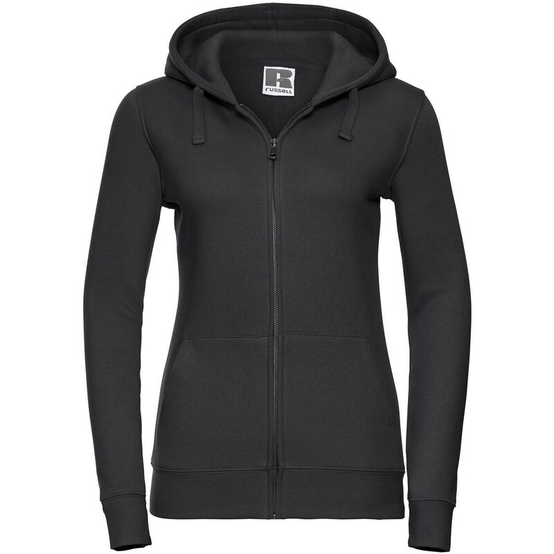 Black womens sweatshirt with hood and zipper Authentic Russell