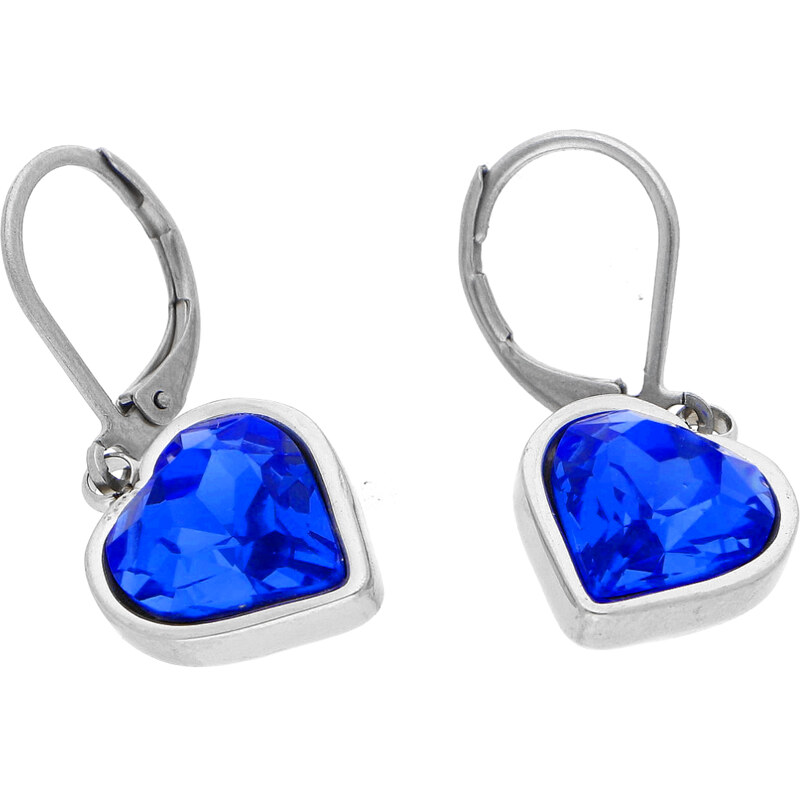 Ewena Blue náušnice srdíčko z chirurgické oceli SD749 107587927