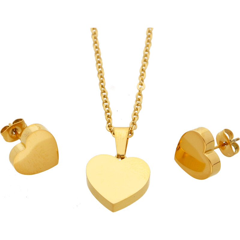 Ewena Souprava srdce z chirurgické oceli Gold 107589886