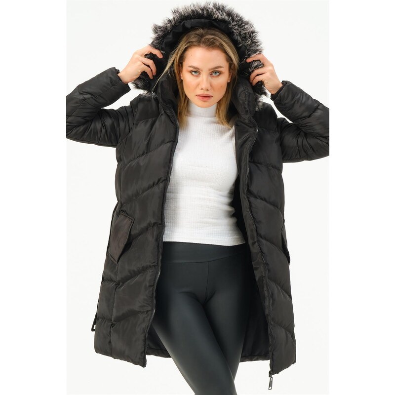 Z6768 DEWBERRY WOMEN'S OUTERWEAR - BLACK