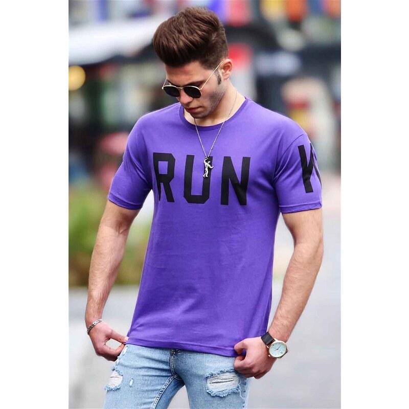 Madmext Printed Purple T-Shirt 3035