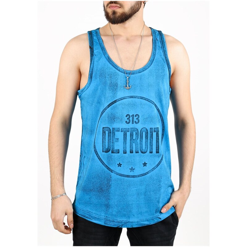 Madmext Printed Blue Singlet 2446