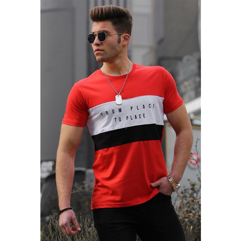 Madmext Red Men's Printed T-Shirt 4499