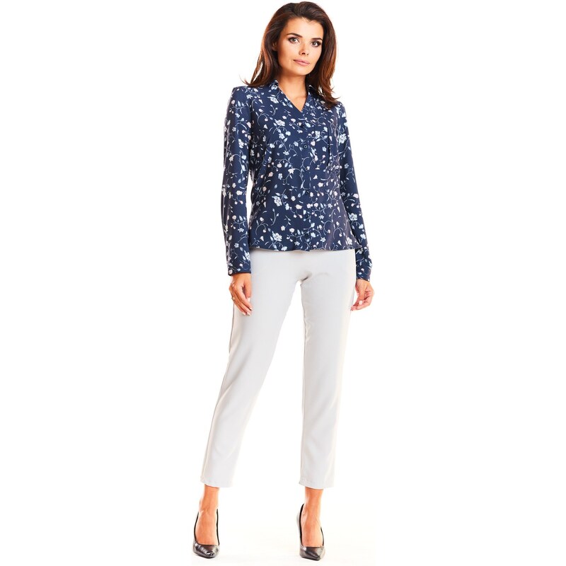 Infinite You Womans Blouse M176 Navy Blue Flowers 108305971
