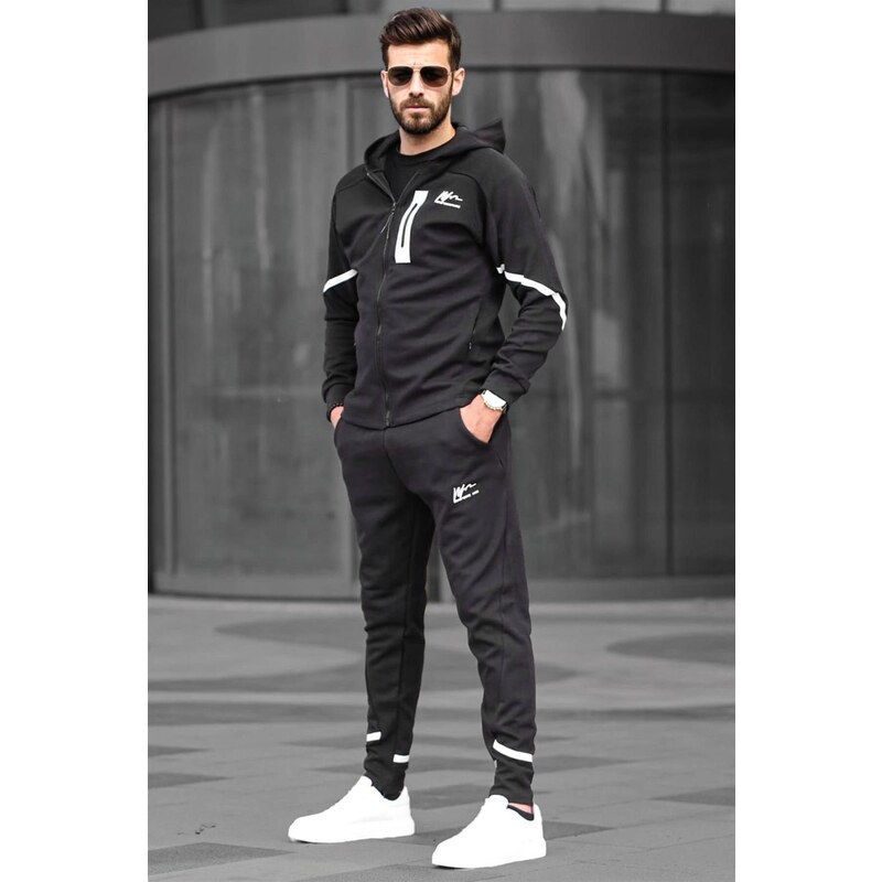 Madmext Black Men's Tracksuit Set with a Hoodie 6813