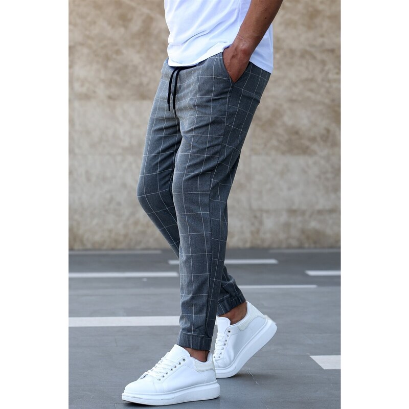 Madmext Checked Anthracite Jogger