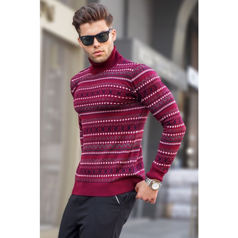 Madmext Claret Red Turtleneck Knitwear Sweater 5170