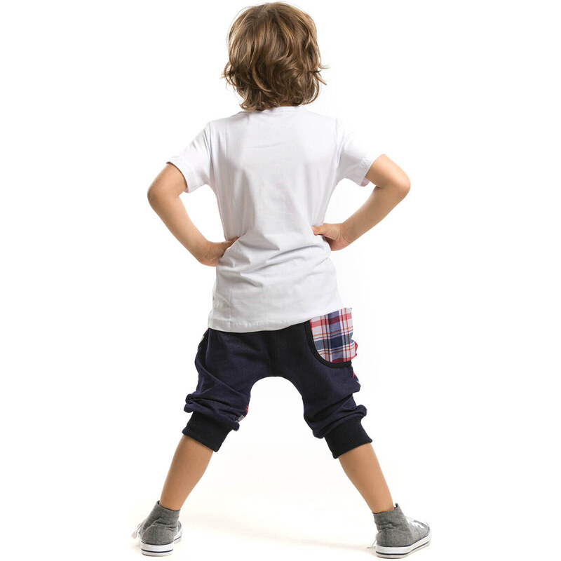 Denokids Plaid Hiphop Boy T-shirt Capri Shorts Set