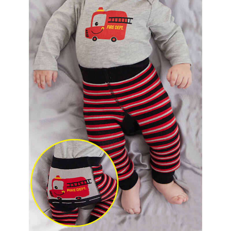 Denokids Fire Brigade Baby Boy Knitted Striped Tights-Pants