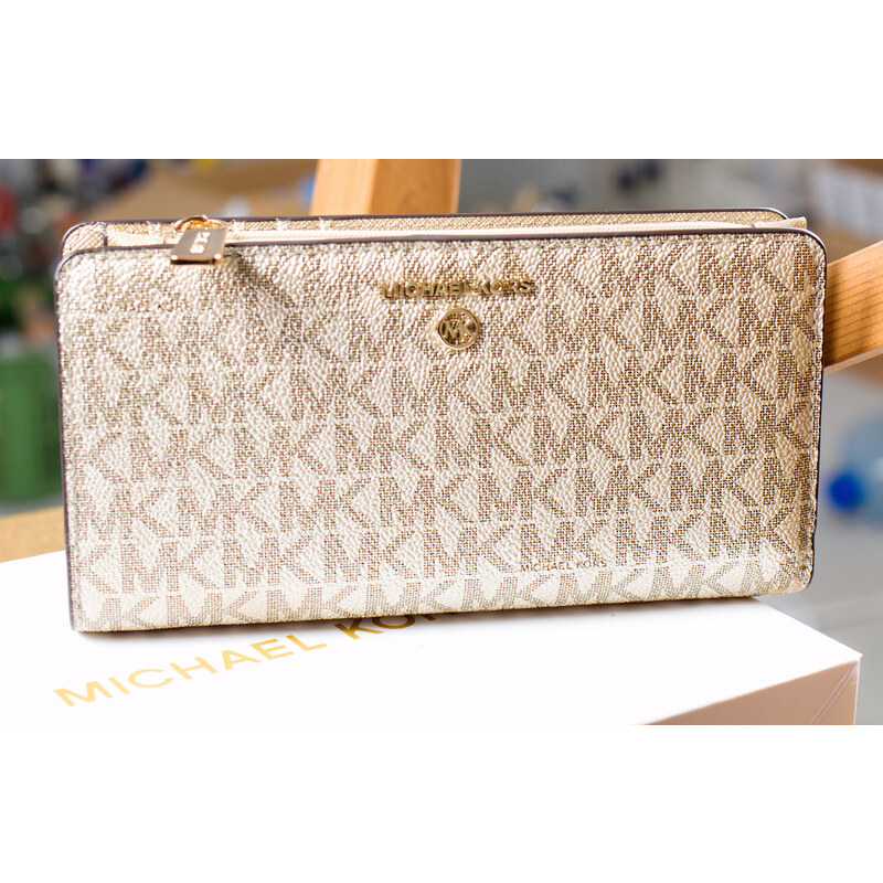 Michael Kors peněženka Jet Set Charm Long Wallet Signature Logo Boxed Pale Gold