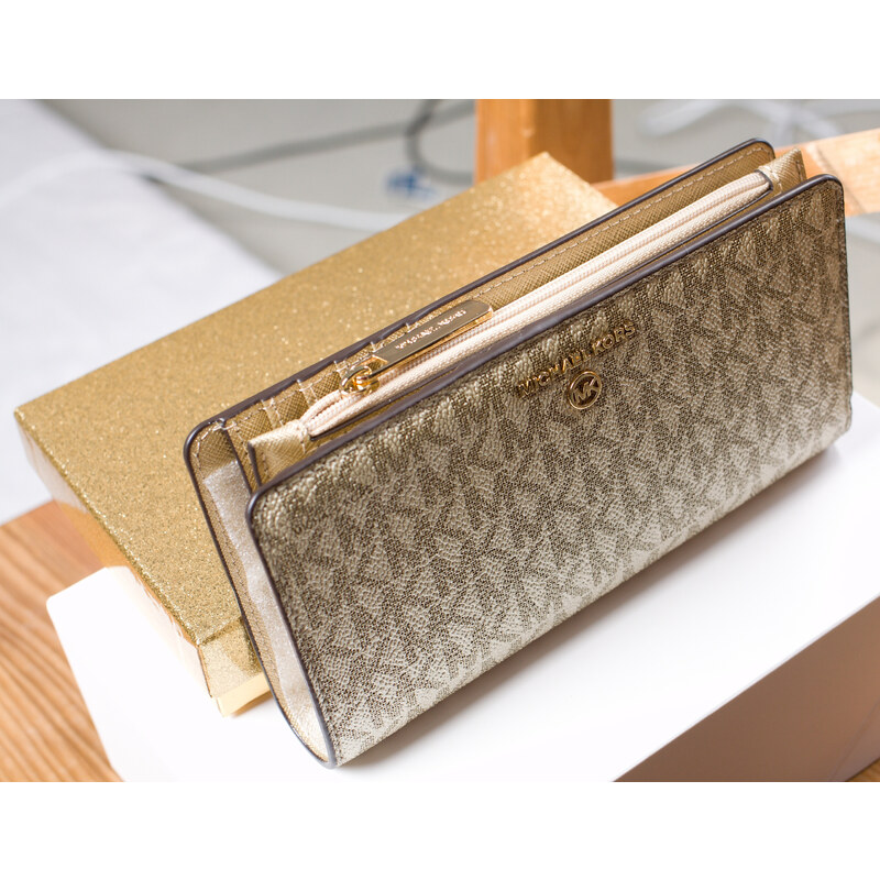 Michael Kors peněženka Jet Set Charm Long Wallet Signature Logo Boxed Pale Gold