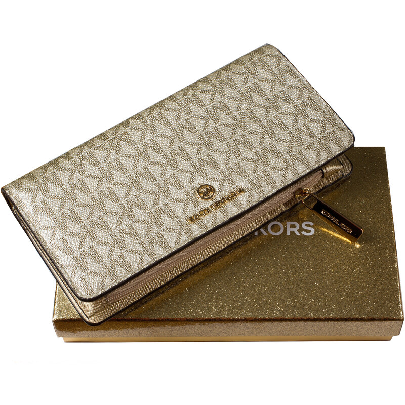 Michael Kors peněženka Jet Set Charm Long Wallet Signature Logo Boxed Pale Gold