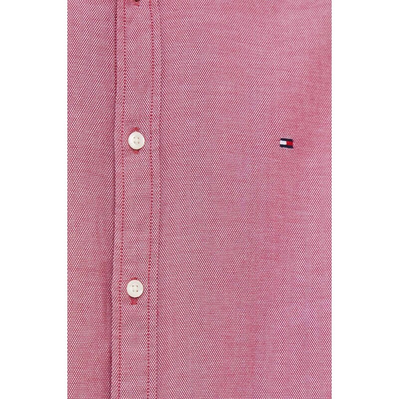 Košile Tommy Hilfiger vínová barva, slim, s límečkem button-down