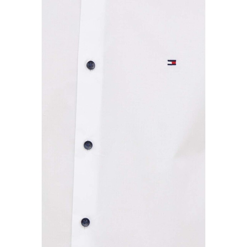 Košile Tommy Hilfiger pánská, bílá barva, slim, s italským límcem
