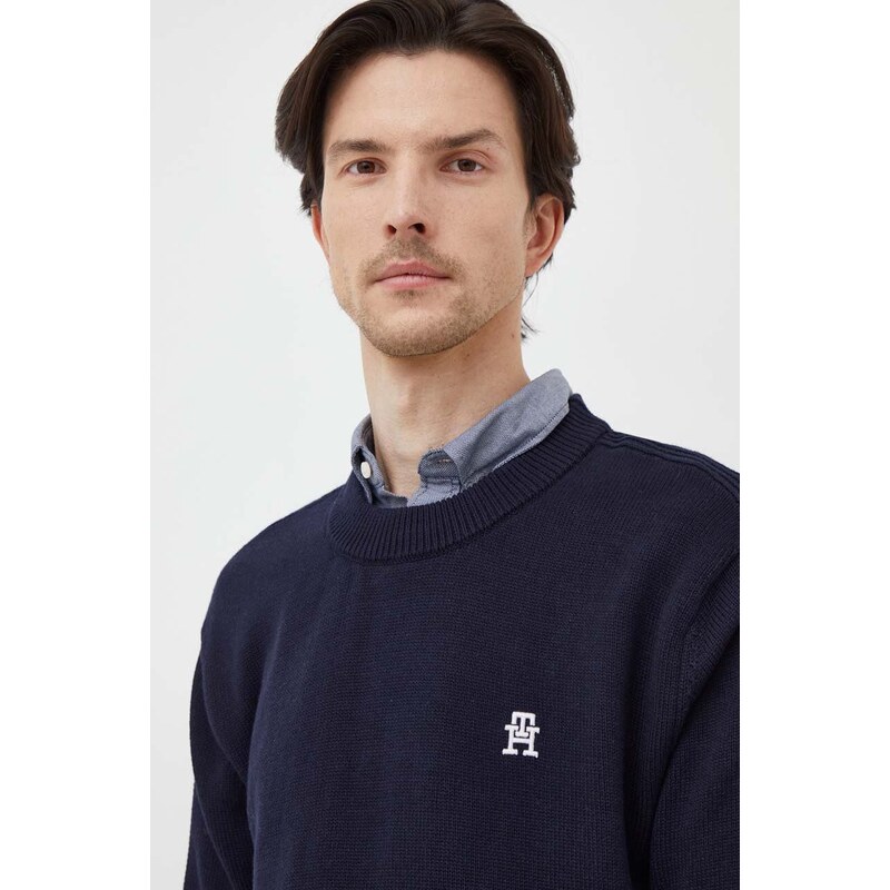 Bavlněný svetr Tommy Hilfiger tmavomodrá barva, lehký