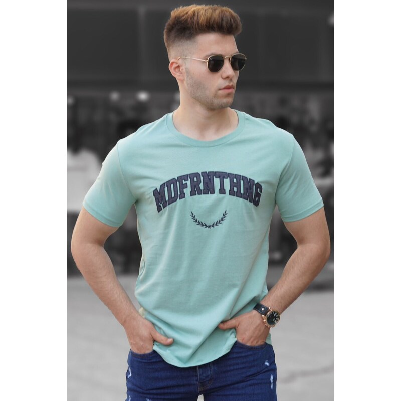 Madmext Men's Printed Almond Green T-Shirt 5267