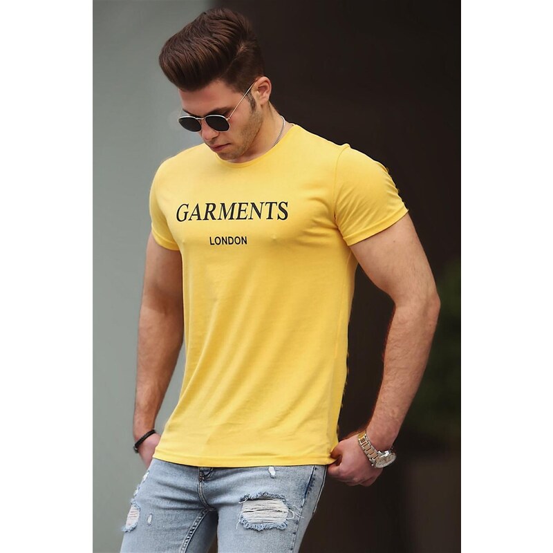 Madmext Yellow Printed T-Shirt 4018