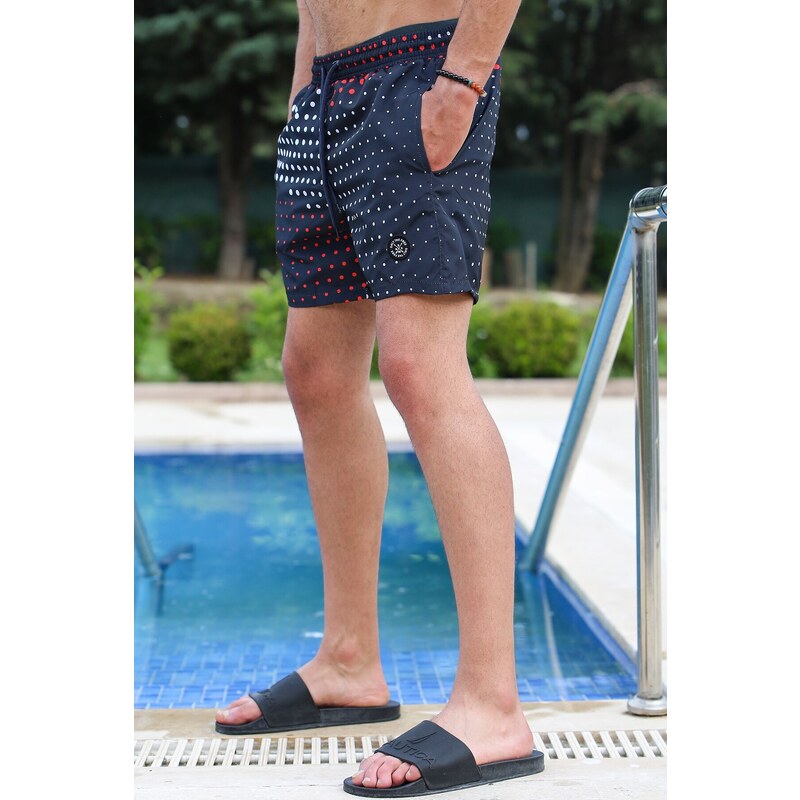 Madmext Dot Patterned Navy Blue Swimming Shorts 2950
