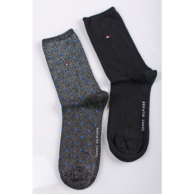 Tommy Hilfiger Dámské černé ponožky Sock Dot - dvojbalení