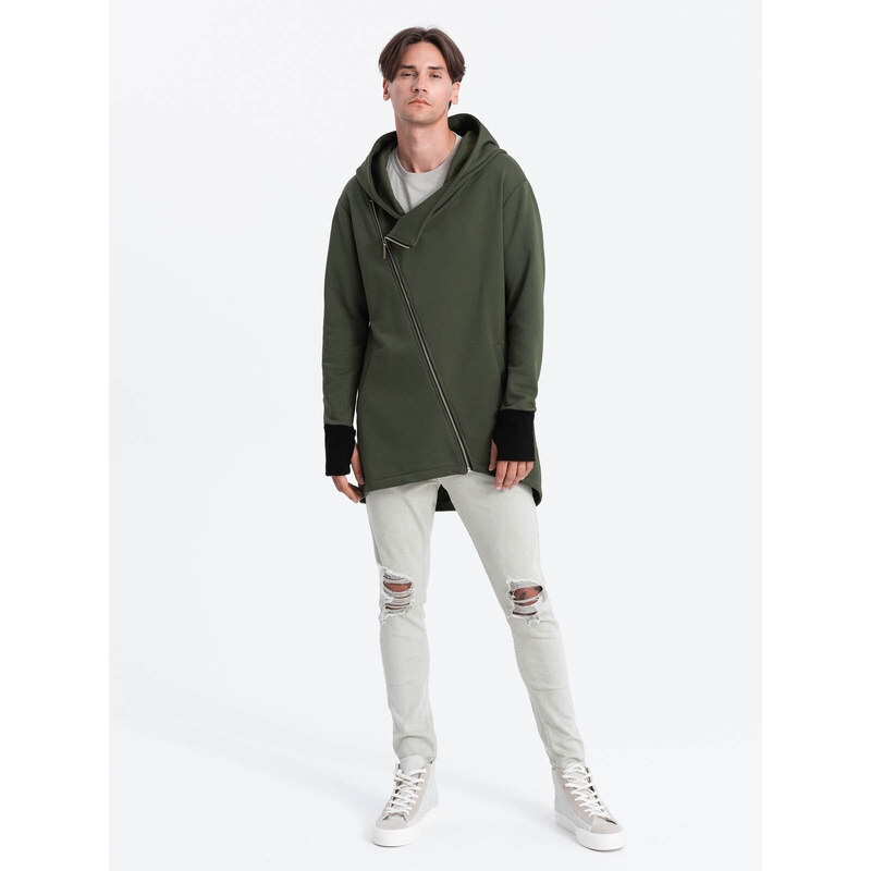 Ombre Asymmetrical men's sweatshirt with a spacious hood NANTES