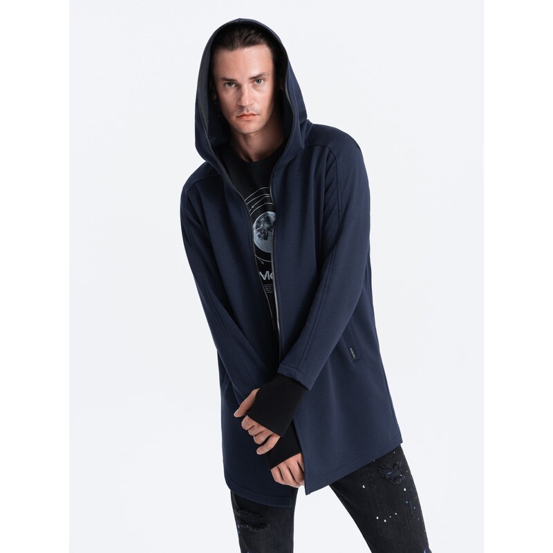 Ombre Longer men's unbuttoned sweatshirt with spacious hood PRAGA