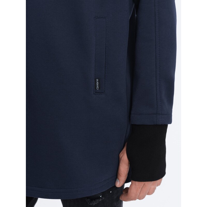 Ombre Longer men's unbuttoned sweatshirt with spacious hood PRAGA