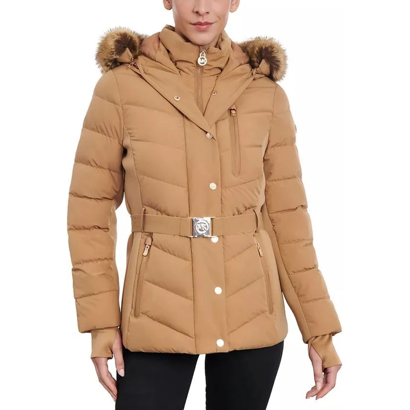 Michael Kors Winter Coat Michael Michael Kors Women's Faux Fur Hooded Puffer Scuba Belted Coat Jacket  Blush (US, Alpha, X-Large, Regular, Regular): Buy Online At Best Price In  UAE main image 1