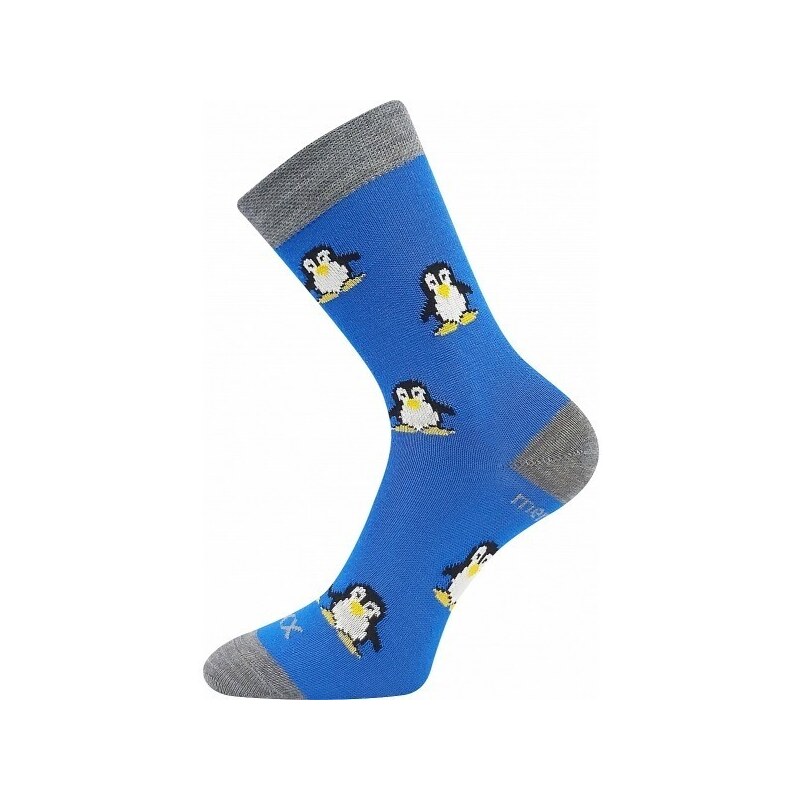PENGUINIK teplé veselé merino ponožky VoXX modrá 30-34